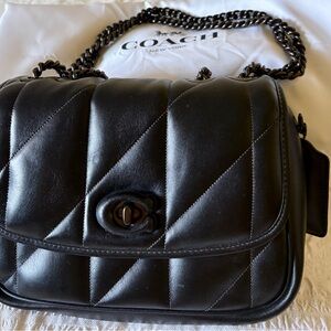Coach Quilted Black Leather Shoulder Bag